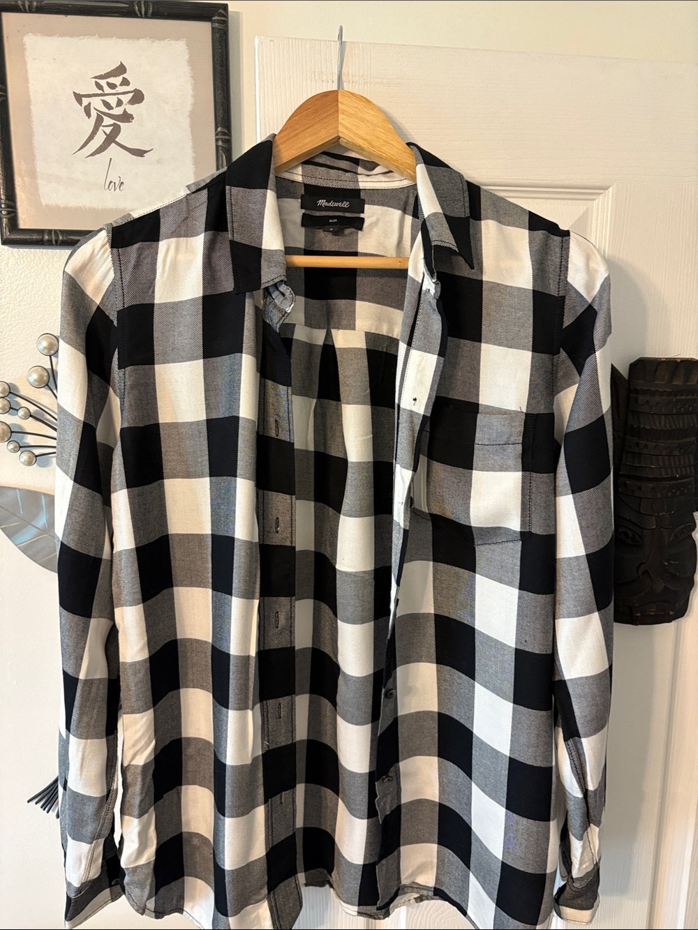 Madewell Black & White Plaid Slim Button-Up